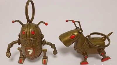 Llaveros metálicos comando G zark 7 y robot Roberto TVE Sandy Frank años 70
