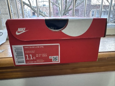 #ad Nike Dunk Low PS Kids 11C White Black Red CW1588 100 $59.00