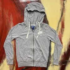 Women s Nike Sportswear Full Zip Light Gray Lightweight Hoodie Size S 883729-027