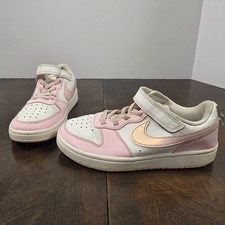 Nike Kids Court Borough Low Recraft Pink White Shoes Sneakers 1Y DV5457-105