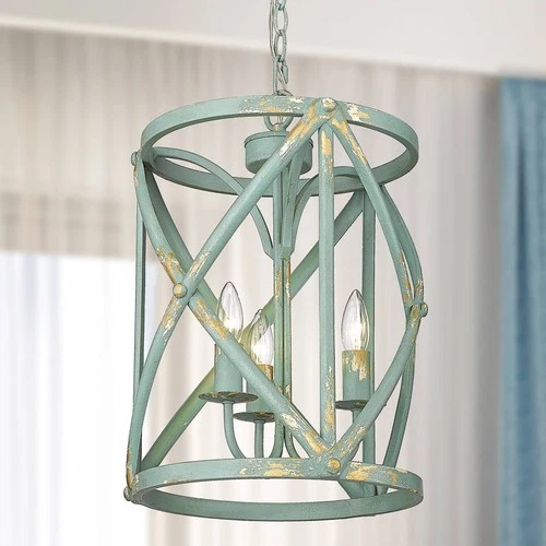 Alcott 13" Wide Antique Teal 3-Light Pendant - Picture 1 of 9