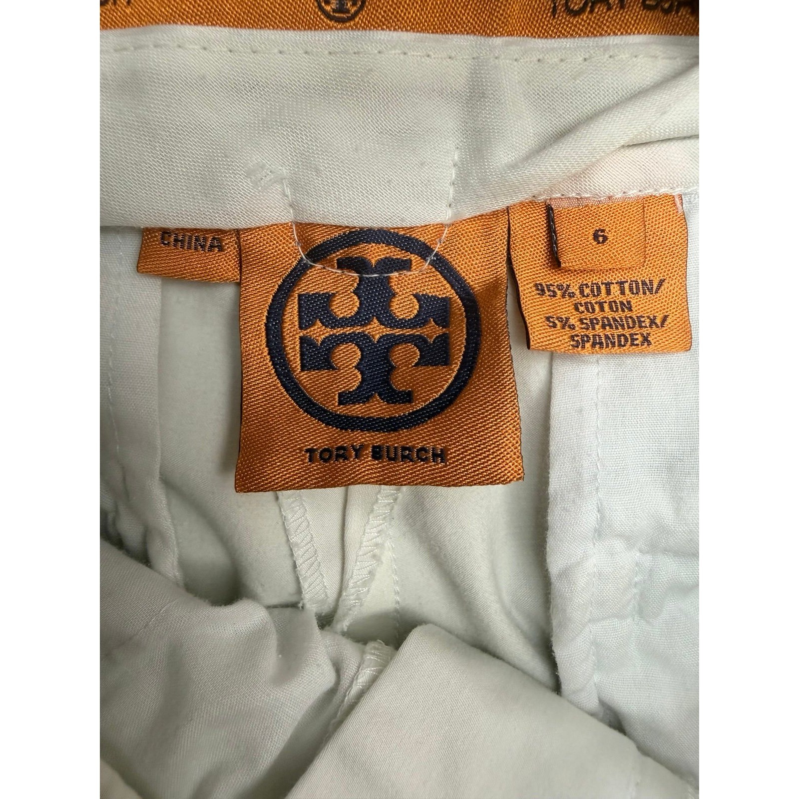 Tory Burch off white Stretch Pants Size 6 Straight Leg Cotton Blend thumbnail 4
