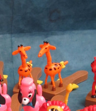 Vintage orange Giraffe push paddle puppet plastic toy