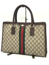 Borsa da lavoro vintage Gucci linea Sherry GG PVC pelle marrone valigetta autentica