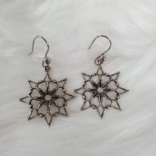 Silver Tone Snowflake Dangle Earrings NEW