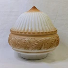 Vtg Milk Glass Lamp Shade 3" Fitter Ribbed Acorn Globe Luster Scroll Art Deco