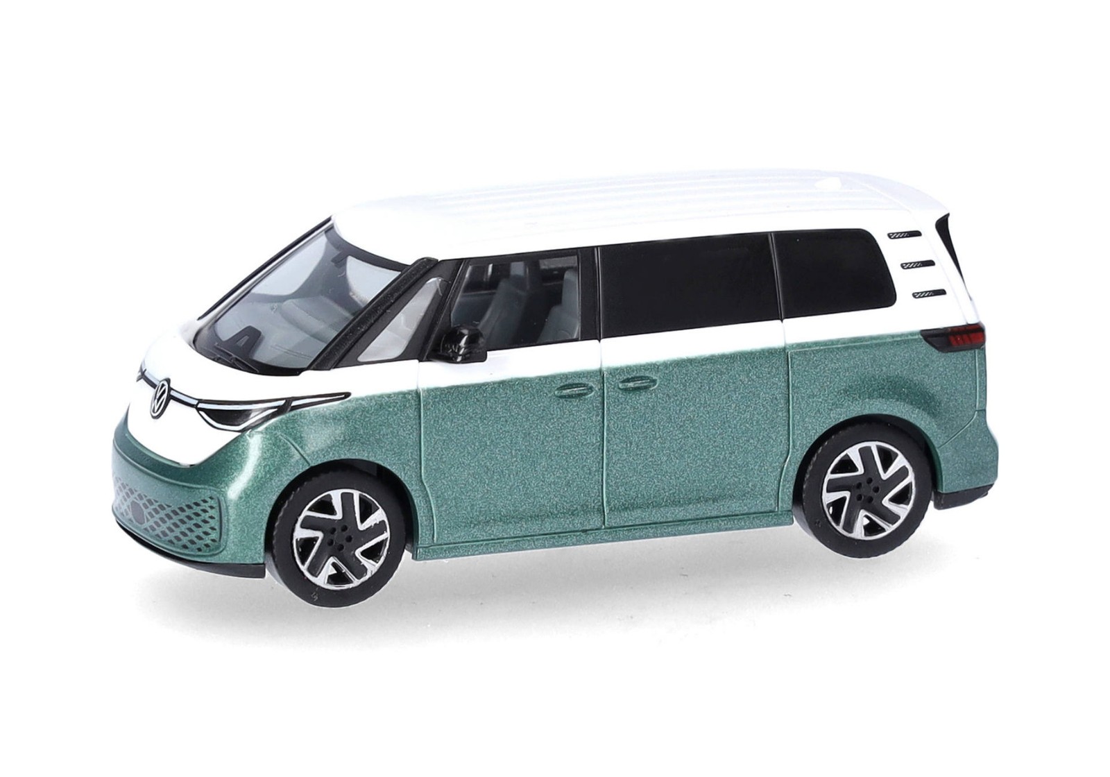 VW ID Buzz vert Herpa 1/87 pour décor de diorama ferroviaire