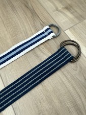 2 Cinture Scuola Ragazzo Bambini US Polo Assn Tessuto Righe Blu Navy Grigio Anello D 35,5”