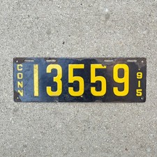 1915 Connecticut Porcelain License Plate Auto Tag Garage Decor Vintage 13559