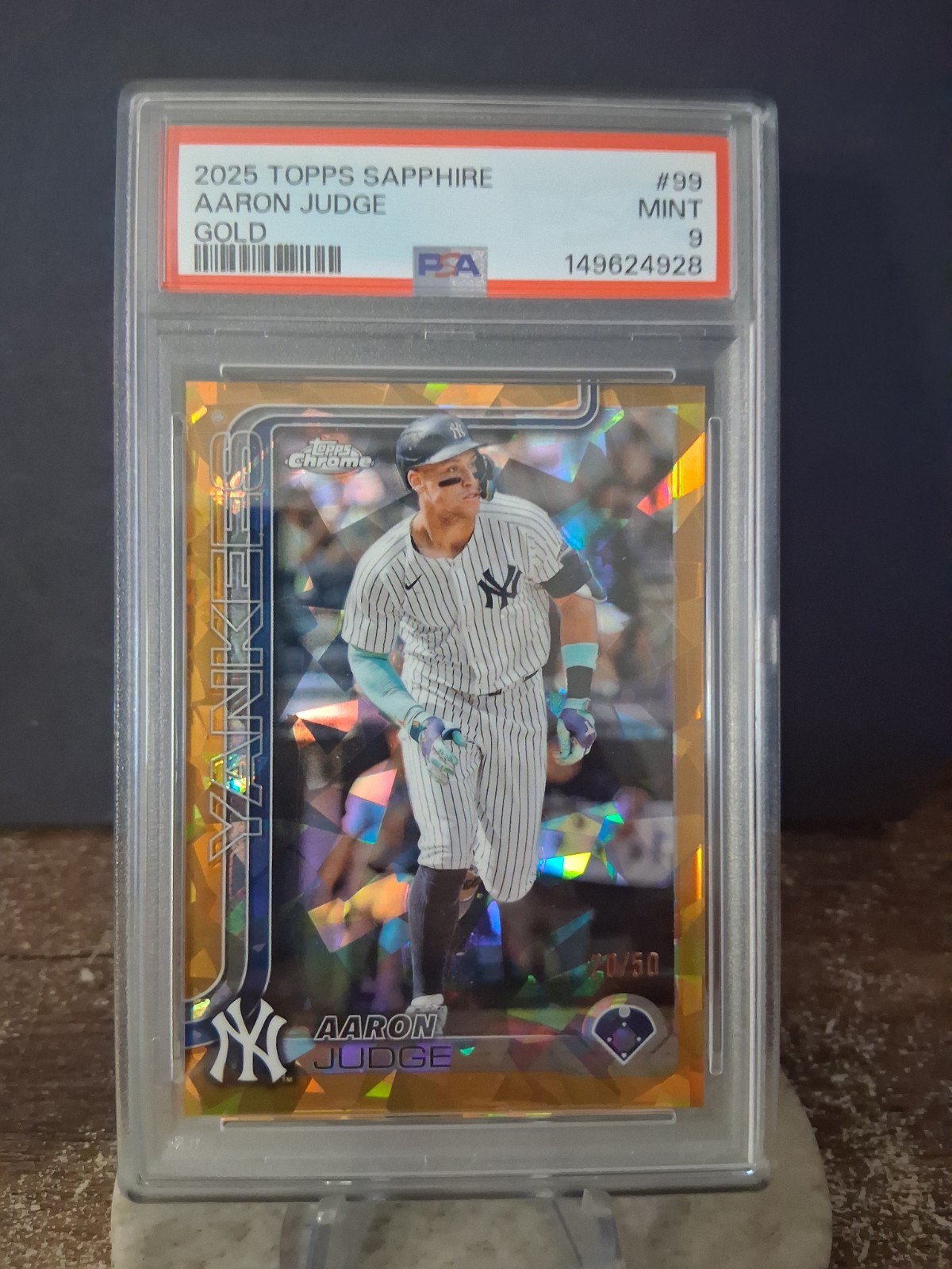 2025 Topps Chrome Sapphire Aaron Judge #99 Gold /50 Yankees MVP