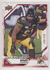 2019 Upper Deck CFL Red 108/150 Ryker Mathews #75 0e3