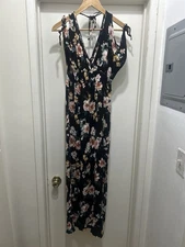 Grade & Gather Black Maxi Dress Size Large Floral Fairy Boho Festival Bohemian