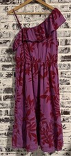 Old Navy One Shoulder Large Purple Floral Sheath Midi Dress Lined Cotton Summer