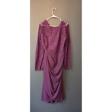 NWT City Chic Bordeaux Elegant Lace Formal Dress  Tulip Hem Long Sleeve XL 22