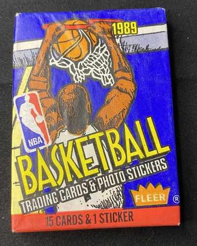 1989 Fleer Basketball Unopen Sealed Wax Pack 15 Cards 1 Sticker Free Shipping
