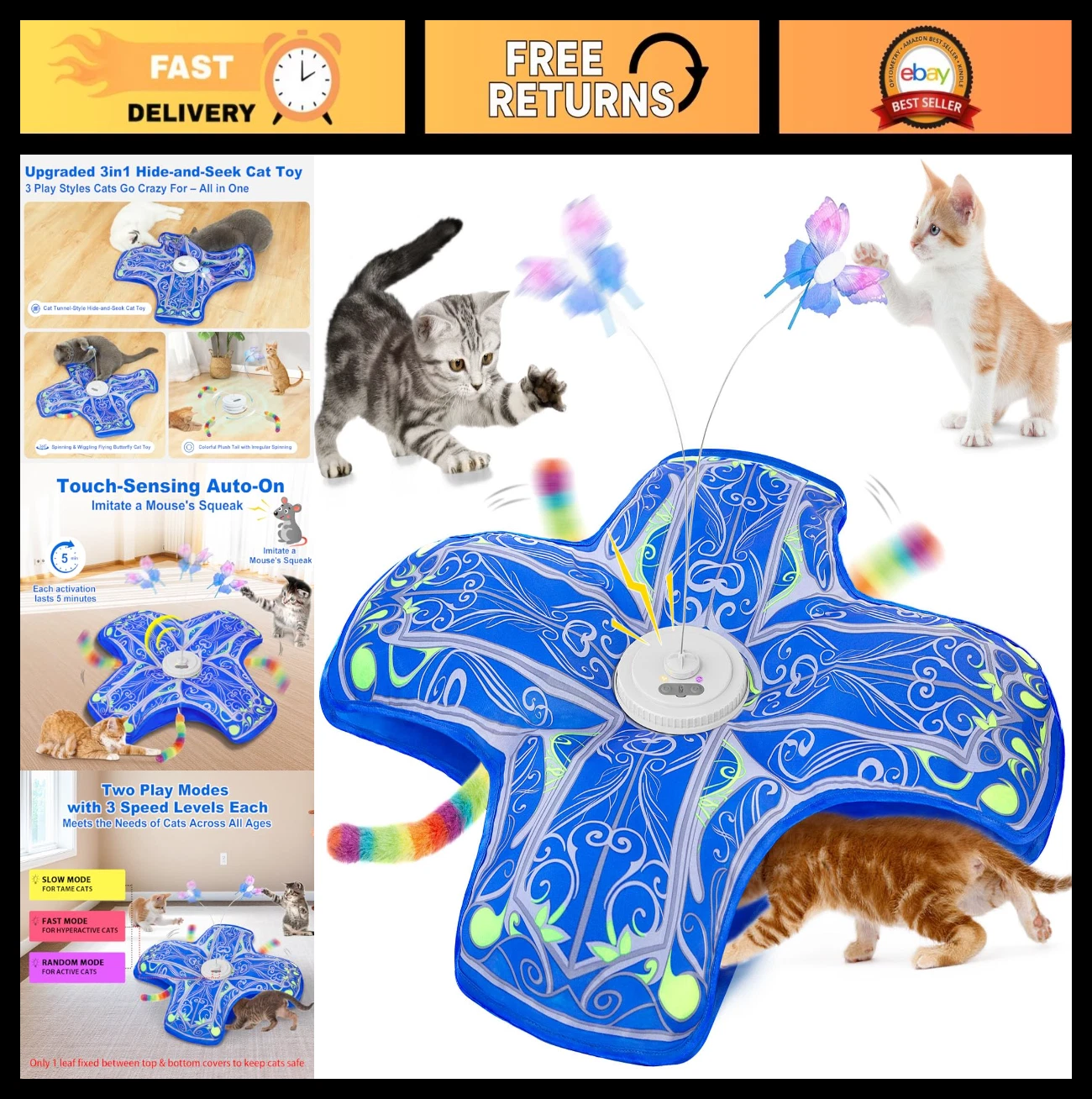 Interactive Rechargeable Cat Toys - Touch Activated Hide & Seek for Indoor Cats
Opens in a new windo