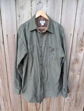 Carhartt Jacket Flannel Lined Canvas Shirt Jac Large Tall Olive Green Snap S296
