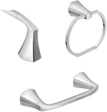 Moen MY8793CH Lindor Pivoting Paper Holder, Towel Bar, and Towel Ring in Chrome