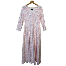 Chaps A Line Delicate Floral Print Maxi Dress Size Medium Romantic Spring NWT