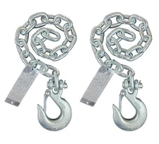 3/8" x 30" Grade 43 Trailer Safety Chain with Slip Hook with Latch (2 Pack)