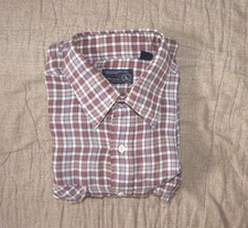 Vintage JC Penney Brown Plaid Shirt Supe Soft Thin Lightweight 1970's Size Large