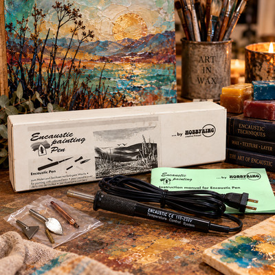 Vintage HOBBYRING Encaustic Painting Pen Hot Wax Stylus Cauteria Tips Boxed