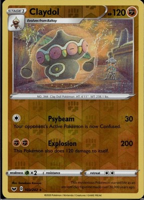 Claydol Reverse Holofoil Rare SWSH01: Sword & Shield Base Set 103/202 NM
