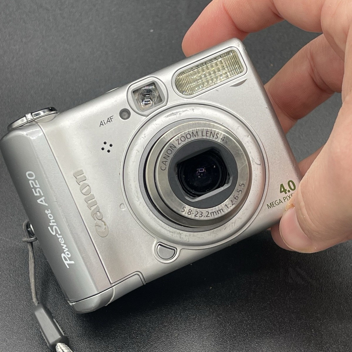 Canon PowerShot A520 Digital Camera 4.0 MP Silver – Has Power, No