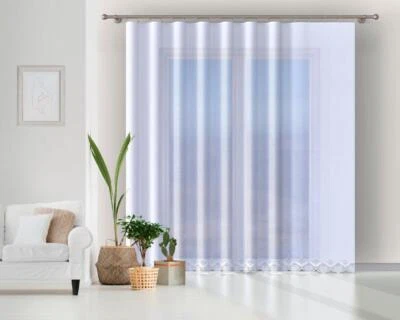QBTEXTIL Gardine mit Kräuselband aus Jacquard weiß - Bild 1 von 2