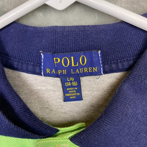 Polo Ralph Lauren Pastel Colorblock Polo Shirt Large Crest Logo 15 Size L 14-16 - Picture 3 of 8