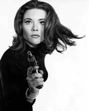 Diana Rigg Pointing Gun The Avengers B&W 16x20 Canvas Giclee