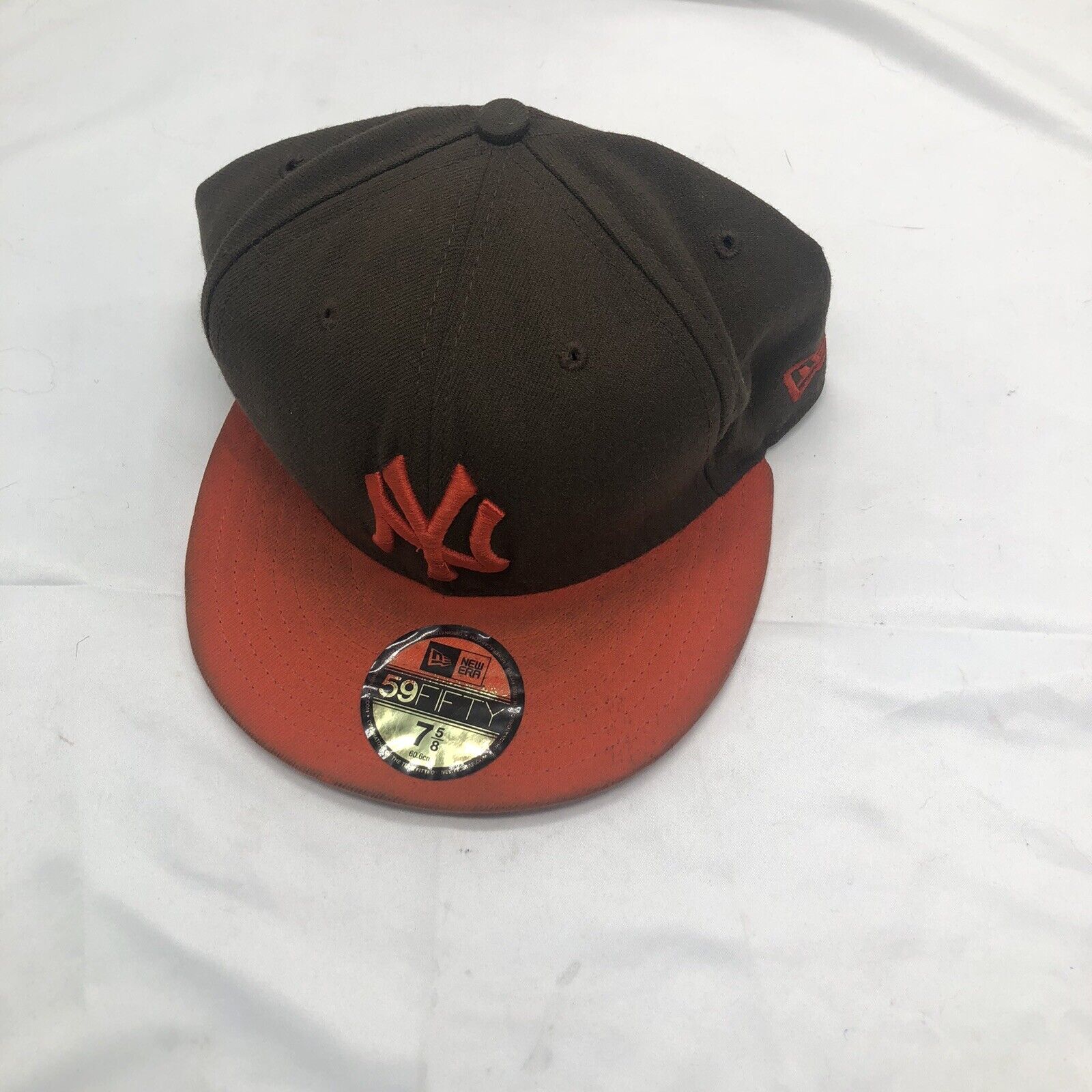 New York Yankees New Era 59FIFTY Brown Orange Fitted Cap 7-5/8 Embroidered  Logo