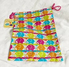 Daiso Japan, Multi Color Elephant Pull String Bag Pouch, Waterproof Lining