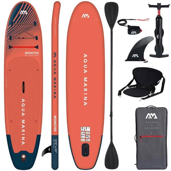 Aqua Marina Monster Sup Board Stand Up Paddle Aufblasbar Kajak Sitz 2In1 Paddel-image
