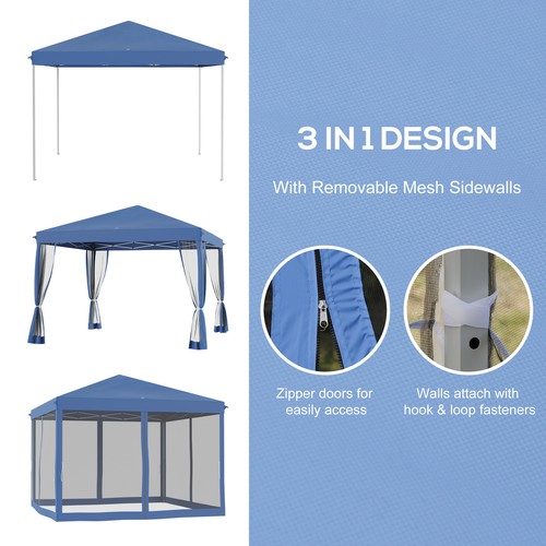 10'x10' Pop Up Patio Canopy Tent with Sidewalls Gazebo Ez up Screen House Room - Picture 4 of 8