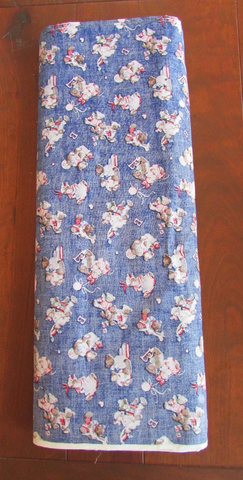 Tela 6,38 yardas resortes Palencia peinados tela ancha osos de peluche en azul oscuro Foto 4 de 4