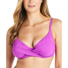 Bleu Rod Beattie Lets Get Twisted Bikini Twist Top Purple Underwire 36DD NWT