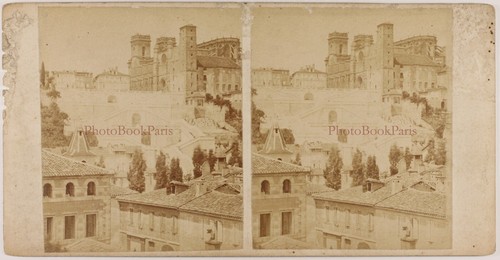 Photo Vintage Auch, Grand Escalier - Tirage Albuminé Original, Circa 1880, 5x9 Cm