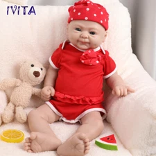 IVITA 18inch Full Silicone Blue Eyes Girl Doll Reborn Baby Lifelike Newborn Doll