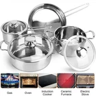 7 Pack Stainless Steel Cookware Set Induction Gas Pots Sauce Pans Frying Pan Set
