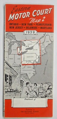 Vintage Eastern Motor Court Map 2 1959 Karte und Motelführer