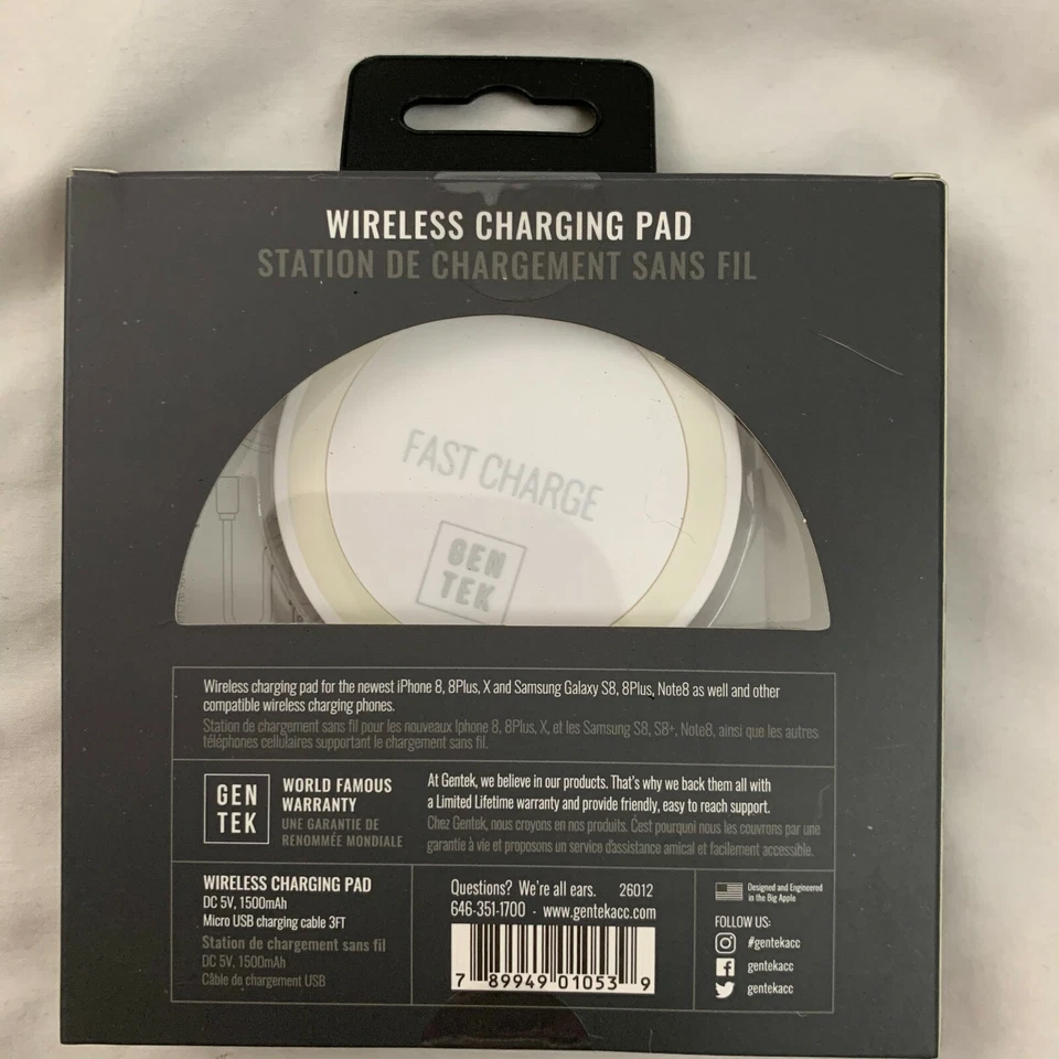 A BRAND NEW,  UN-OPENED GEN TEK WIRELESS CHARGING PAD FOR YOUR MOBILE PHONE FAST - Image 4 of 4