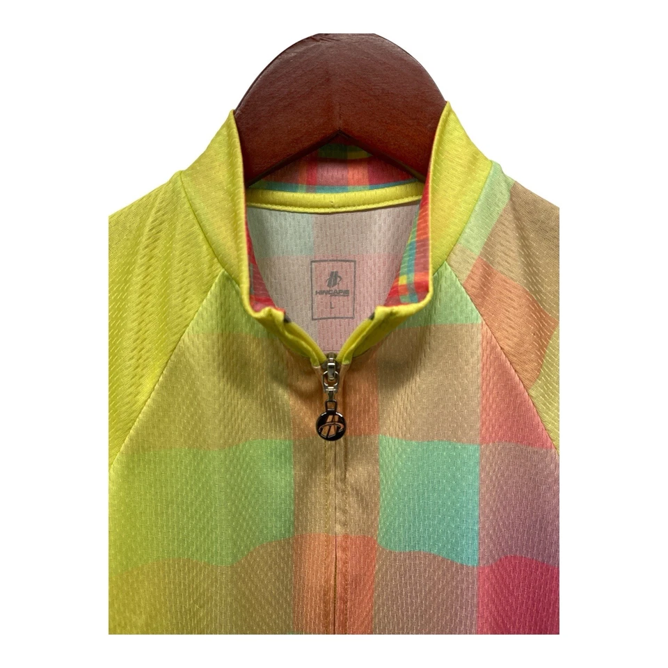 Camiseta deportiva de ciclismo Hincapie para mujer grande amarilla multicolor 3 bolsillos cremallera completa Foto 2 de 4