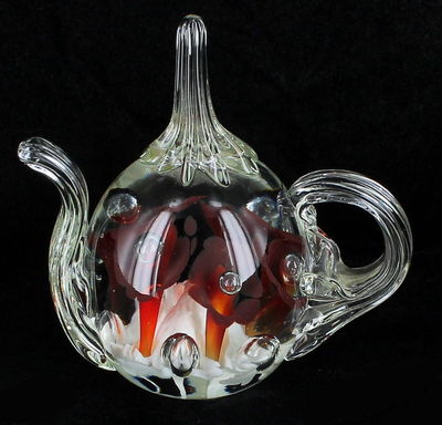 Klassisch St Clair Teekanne Briefbeschwerer Ring Halter Rot & Weiß Trumpet