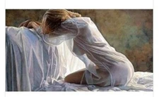 LMOP0331L 100% Handmade Painted Lady Lying On Bed Art Oil Painting On Canvas