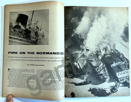 SS NORMANDIE 1957 PICTORIAL STORY OF THE OCEAN LINER SHIP FIRE IN NEW YORK