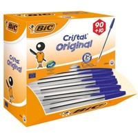 90 + 10 Gratis: BIC Kugelschreiber Cristal® Medium Transparent Schreibfarbe Blau