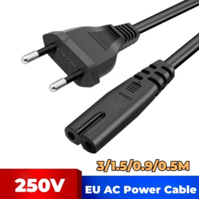 EU AC Power Cable Cord Figure 8 IEC320 C7 to Euro 2 Pin AC Plug for PS4 Xbox PS5
