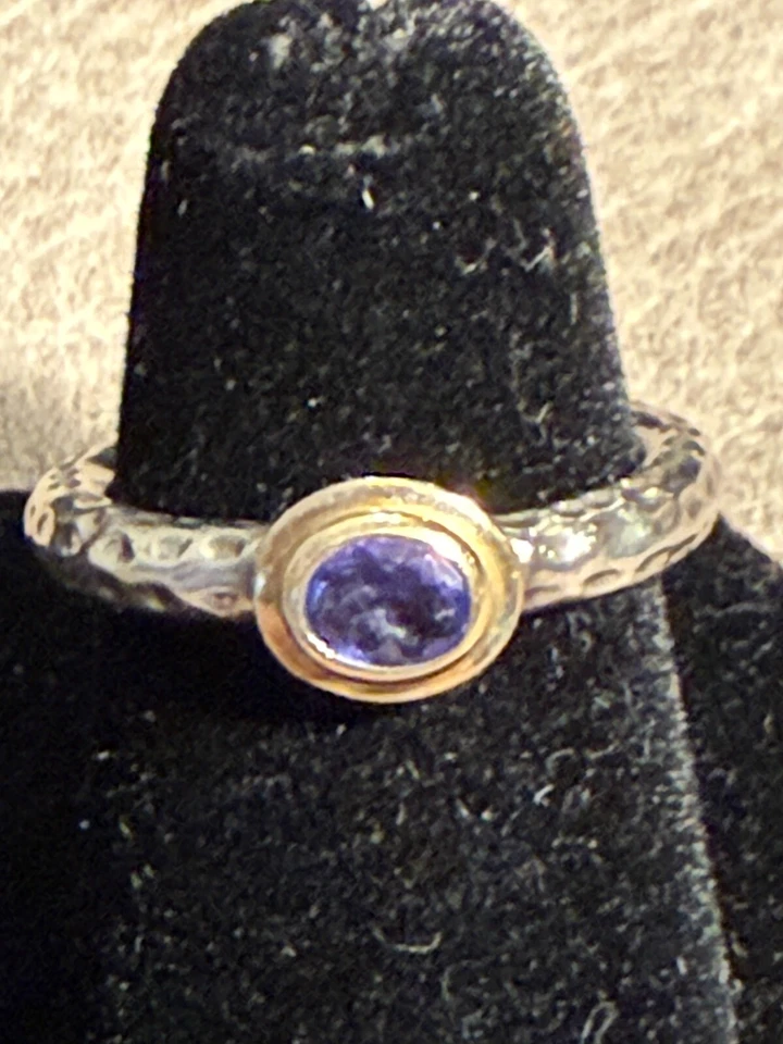 Juego de anillos apilables de plata de ley 925 y 14K Inaya con ópalos y tanzanita Foto 3 de 4