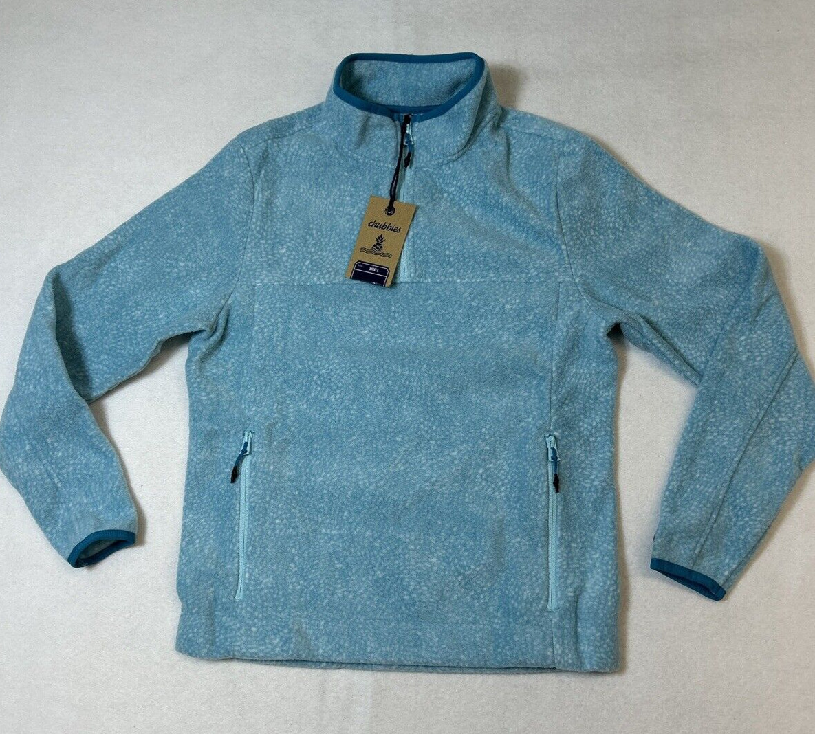 Chubbies Blue The Tundra Quarter Zip Fleece Pullover Sweater Size Small Mens